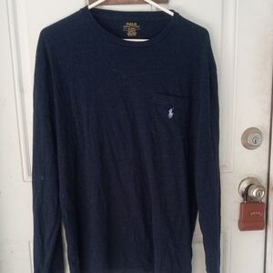 Men's Medium Dark Blue Polo Long Sleeve Pocket Tee